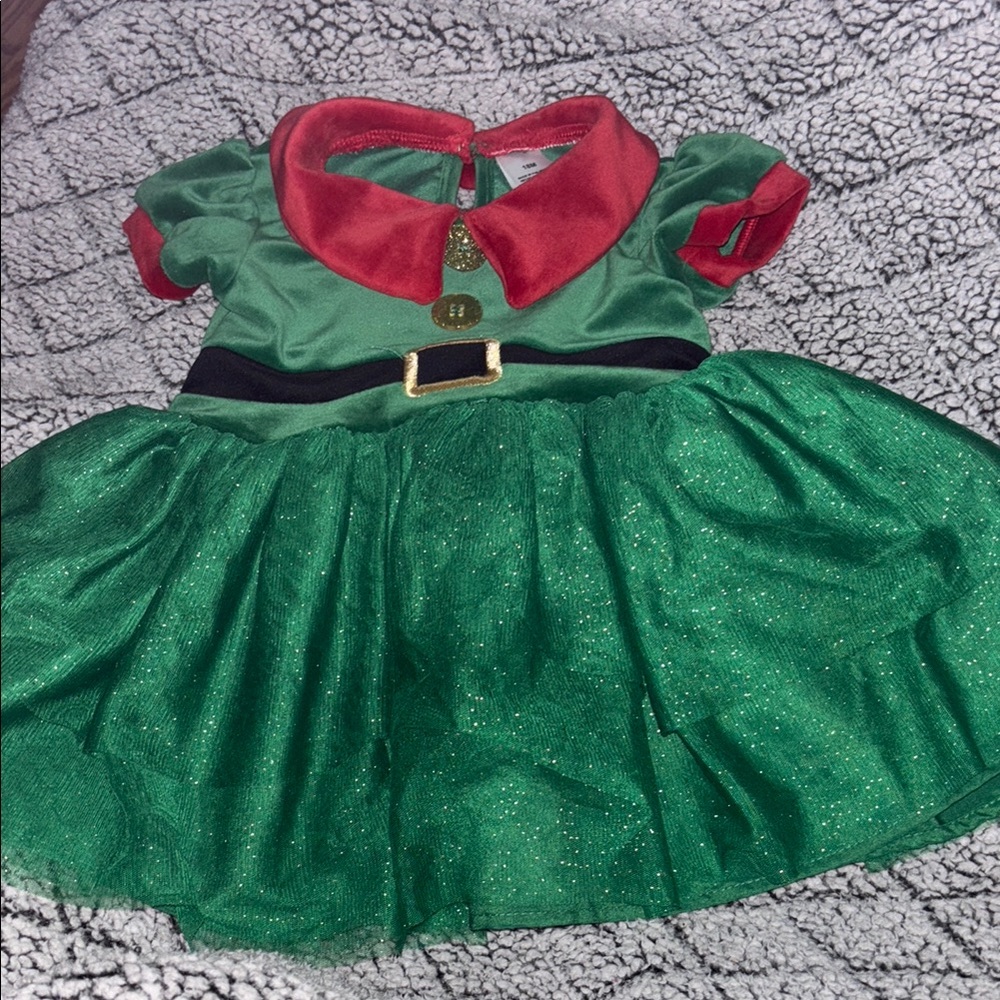 Baby Elf Costume - Green and Red Velvet